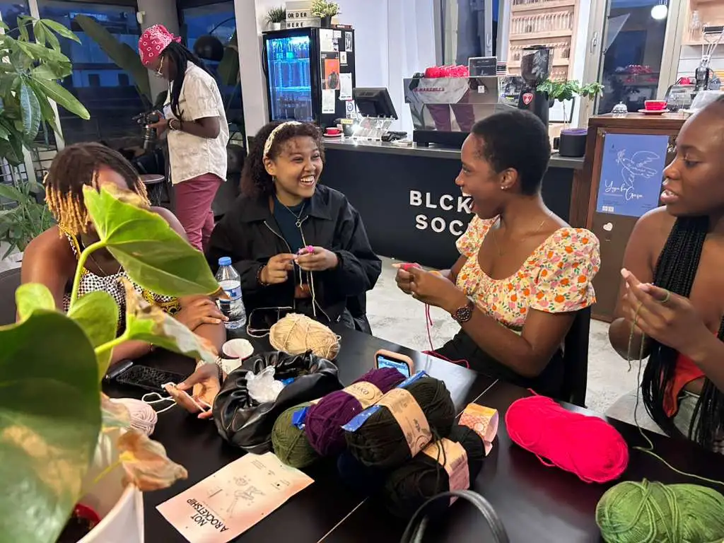 Crochet Circle members learning new stitches