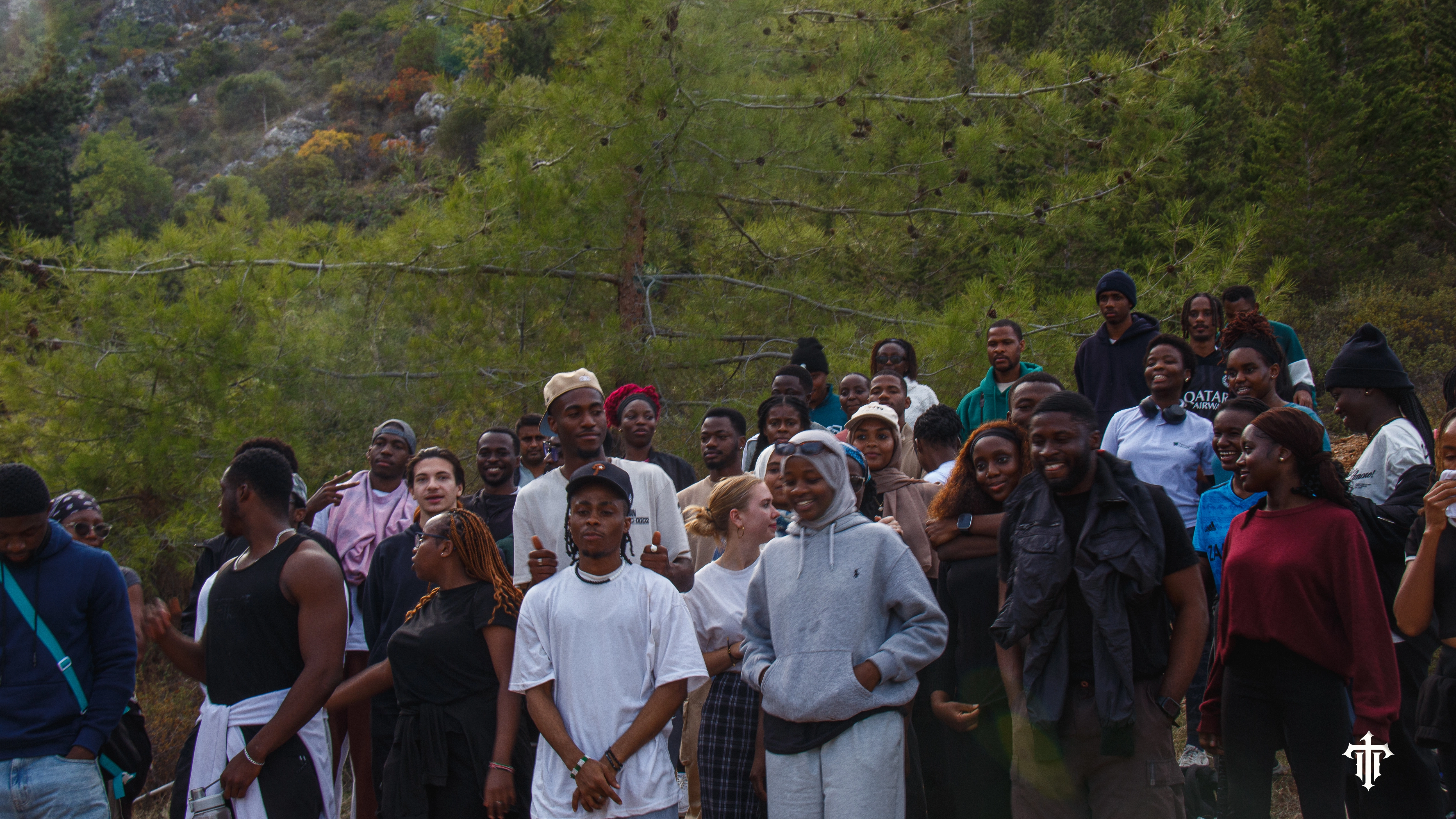 Group taking in fresh air on a mindful hike
