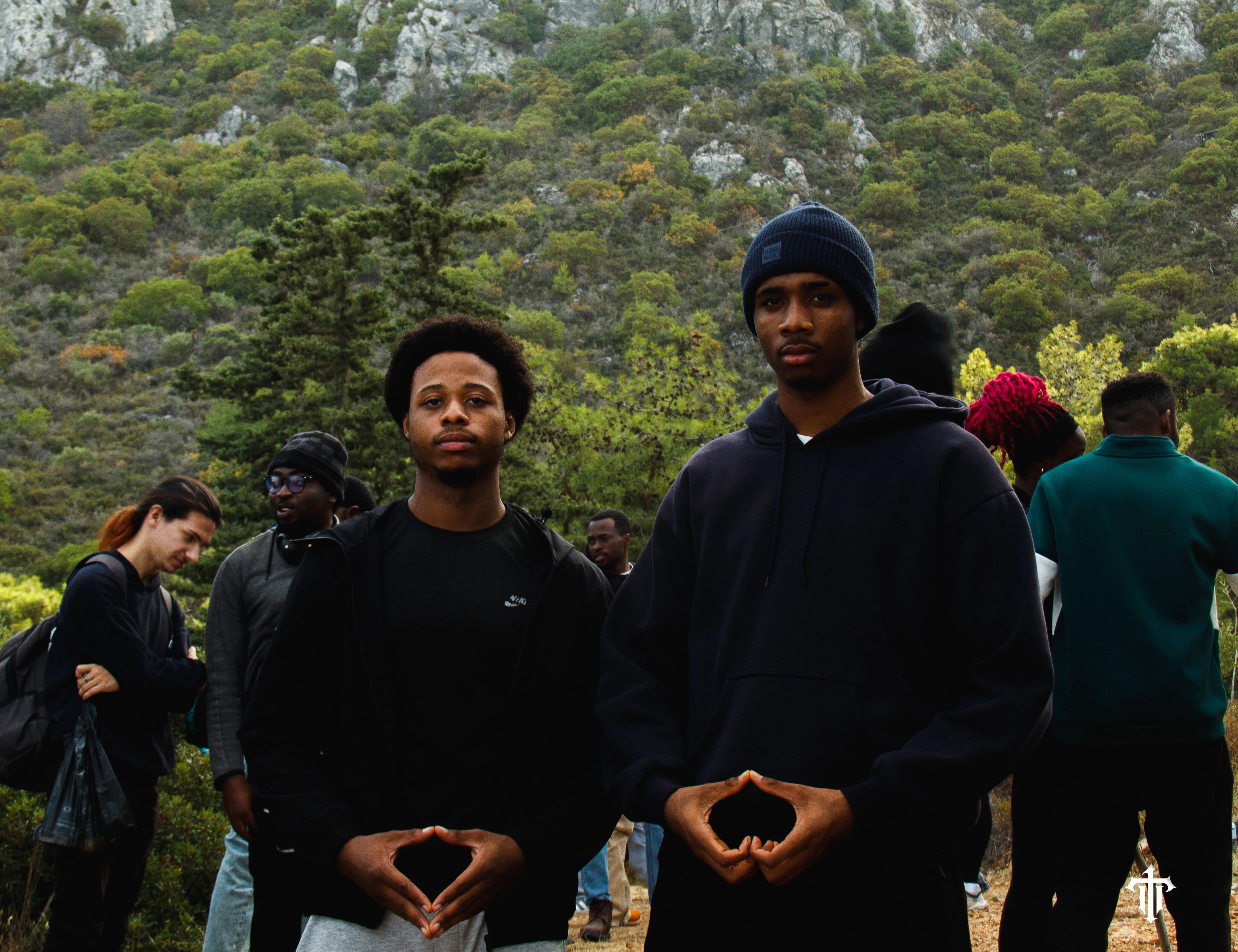 Community members connecting on a mindful hike